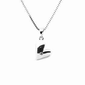 Halsband Hjärta - Silverhjärta med cubic zirkonia sten