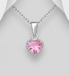 Doppresent flicka - Barnhalsband Rosa Hjärta i äkta silver