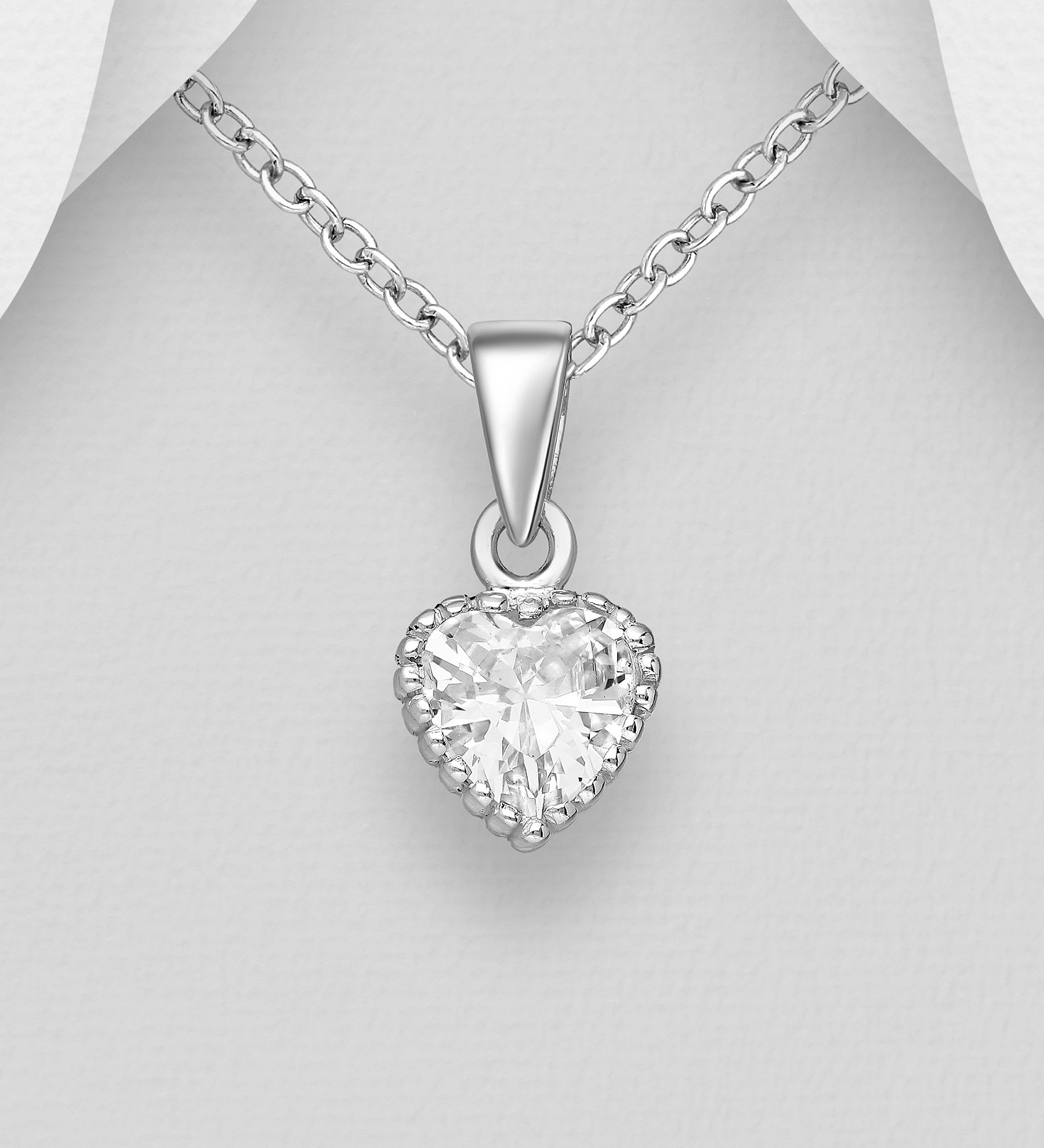 Doppresent tjej - Barnhalsband Hjärta av cubic zirkonia
