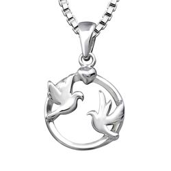 Doppresent pojke - Barnhalsband Fredsduvor i silver