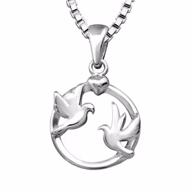Doppresent pojke - Barnhalsband Fredsduvor i silver