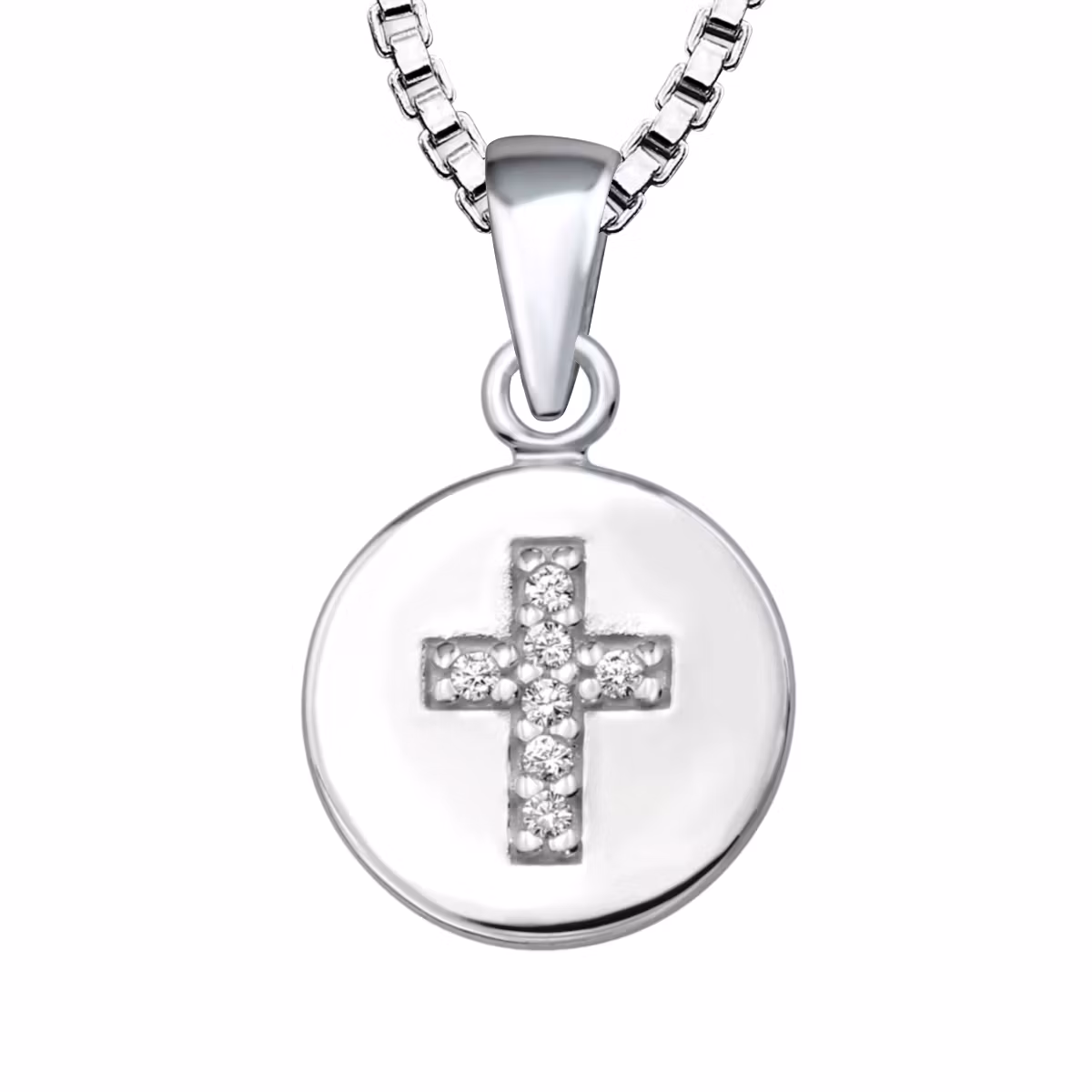 Barnhalsband liten platta med kors - halsband barn - barnsmycken i äkta sterling silver