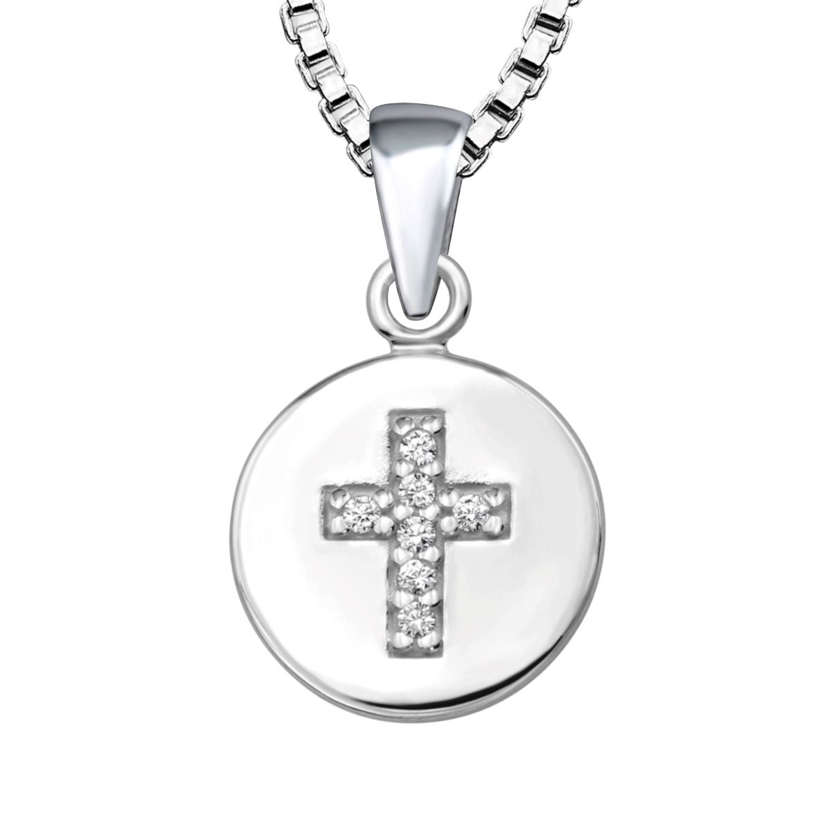 Doppresent till pojke - halsband dop platta med kors - dopgåva barn i äkta 925 silver