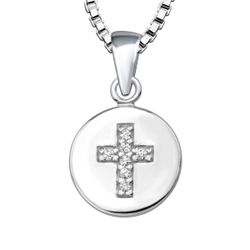 Platta med kors - Halsband med berlock i äkta sterling silver