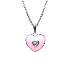 Doppresent flicka - halsband i silver  sött ljusrosa Hjärta