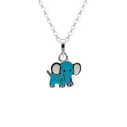 Doppresent pojke - halsband Elefant blå i äkta silver