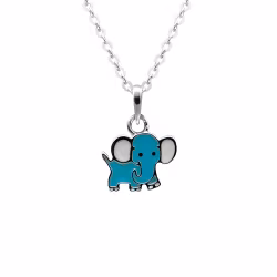 Halsband till pojke - Elefant blå i äkta silver