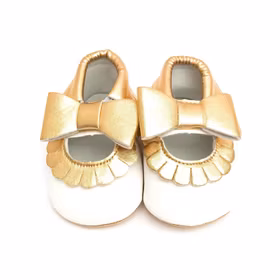 Doppresent flicka - Babysko Sweethearts Ballerina VIT & GULD