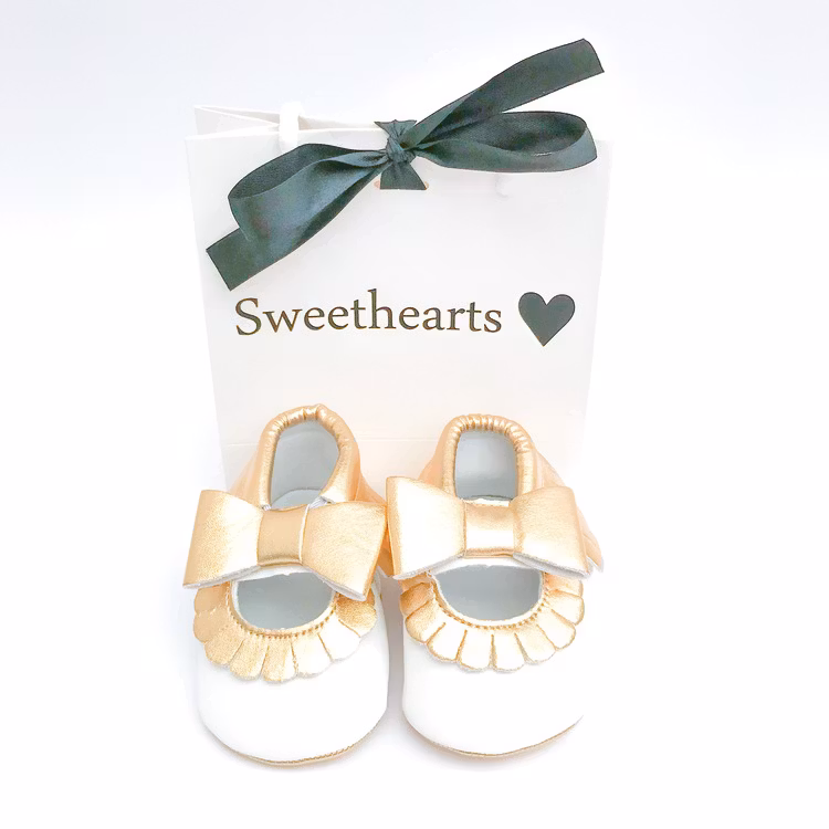 Doppresent flicka - Babysko Sweethearts Ballerina VIT & GULD
