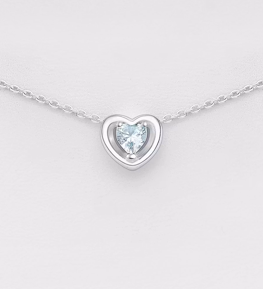 Doppresent smycke till flicka - Månadssten December Hjärta - halsband med månadsstenar i äkta silver