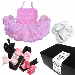 Babypresent - Fint rosa set med tyllklänning i presentask