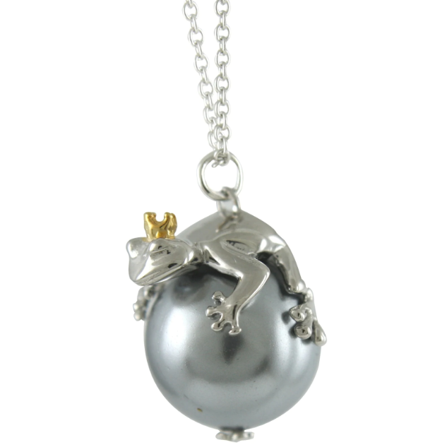 Silverhalsband "Prince Charming"- smycke med groda i äkta 925 sterling silver