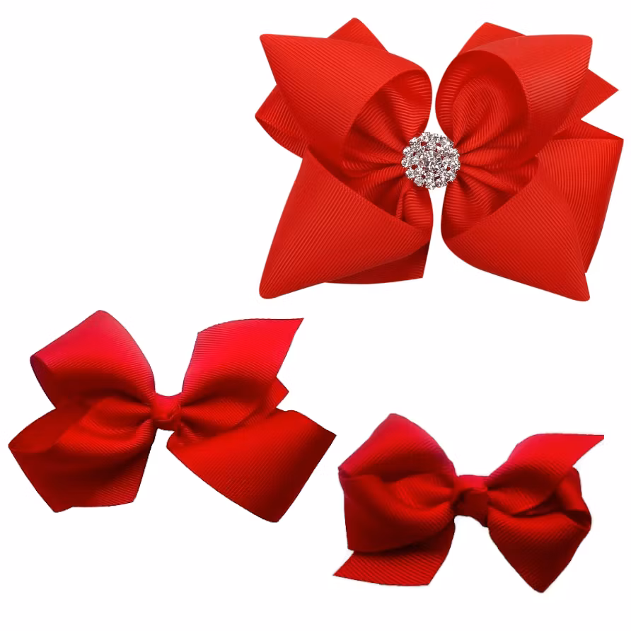 Presentkit Hårrosetter Röd Strass - Rosetter barn