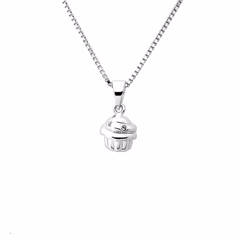 Silverhalsband med cupcake till flicka - Smycken till barn i silver från Sweethearts