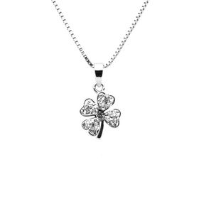 Silverhalsband FYRKLÖVER VIT SWAROVSKI - Sweethearts halsband för barn