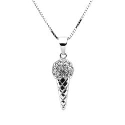 Silverhalsband GLASSTRUT VITA STENAR - Sweethearts halsband för barn