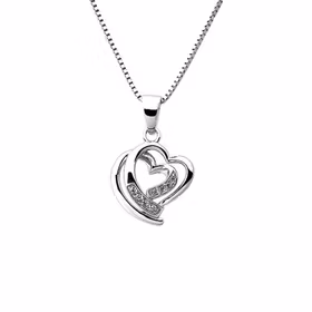 Silverhalsband DUBBELT HJÄRTA - Sweethearts halsband för barn