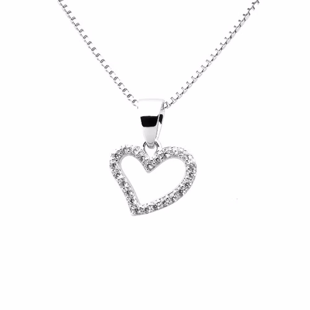 Halsband glittrigt hjärta i silver till barn - Barnsmycken från Sweethearts