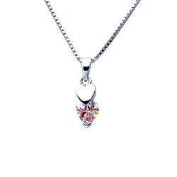 Silverhalsband TVÅ HJÄRTAN ROSA - Sweethearts halsband för barn