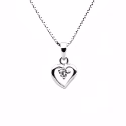 Silverhalsband HJÄRTA VIT STEN - Sweethearts halsband för barn