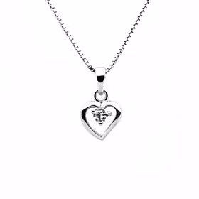 Silverhalsband HJÄRTA VIT STEN - Sweethearts halsband för barn