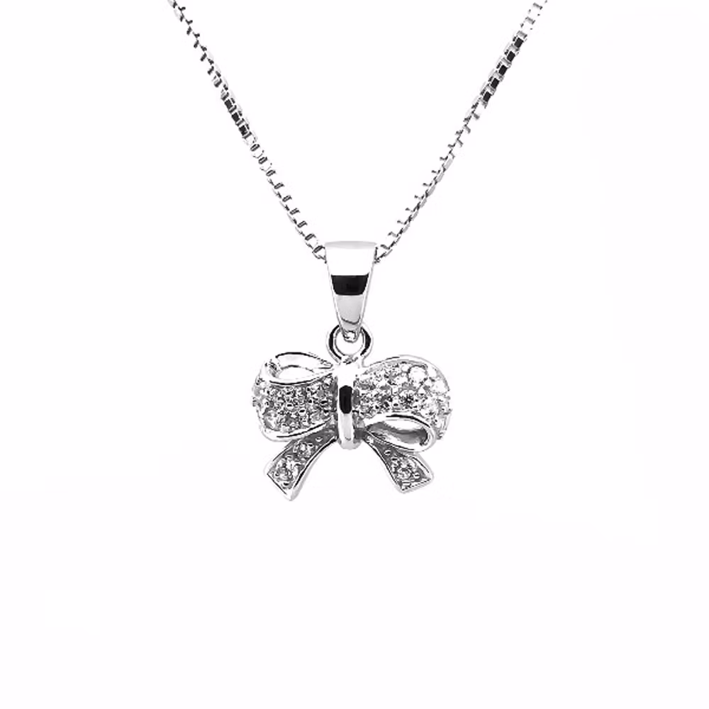 Söt rosett till flicka halsband i silver för barn från Sweethearts