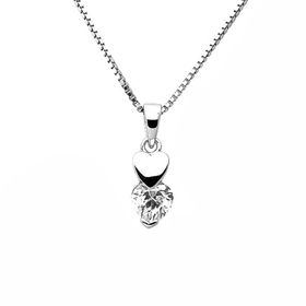 Silverhalsband TVÅ HJÄRTAN VIT - Sweethearts halsband för barn