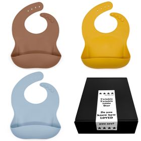 Haklapp Bebis i Silikon 3-pack Pecan, Mango, Dusty Blue