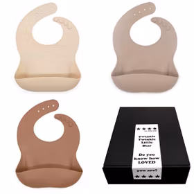 Haklapp Bebis i Silikon 3-pack Beige, Kaki & Pecan
