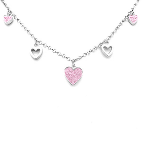 Silverarmband HJÄRTAN ROSA - berlockarmband till barn
