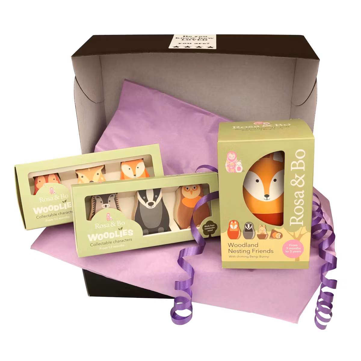 Bebis - fin present - Woodlies träleksaker och Rosa & Bo babyleksak