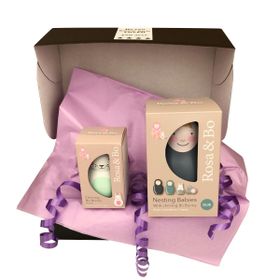 Bebispresent - Rosa & Bo Pastellblå & Skallra Kanin Mint