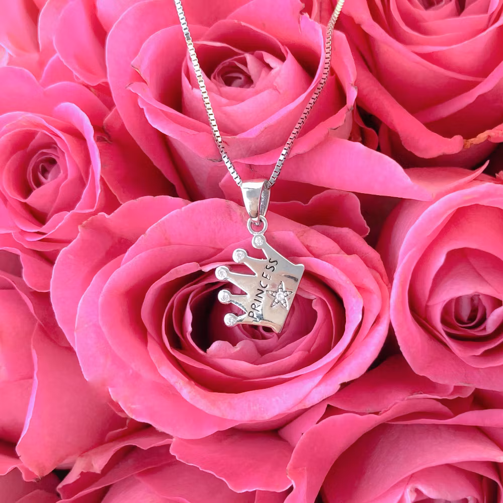 Halsband till barn i silver - Prinsesskrona från Sweethearts