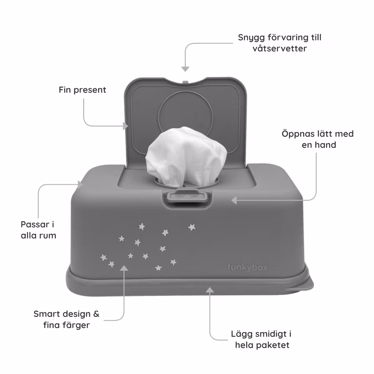 Tips till doppresent pojke - Funkybox Grey Little Stars