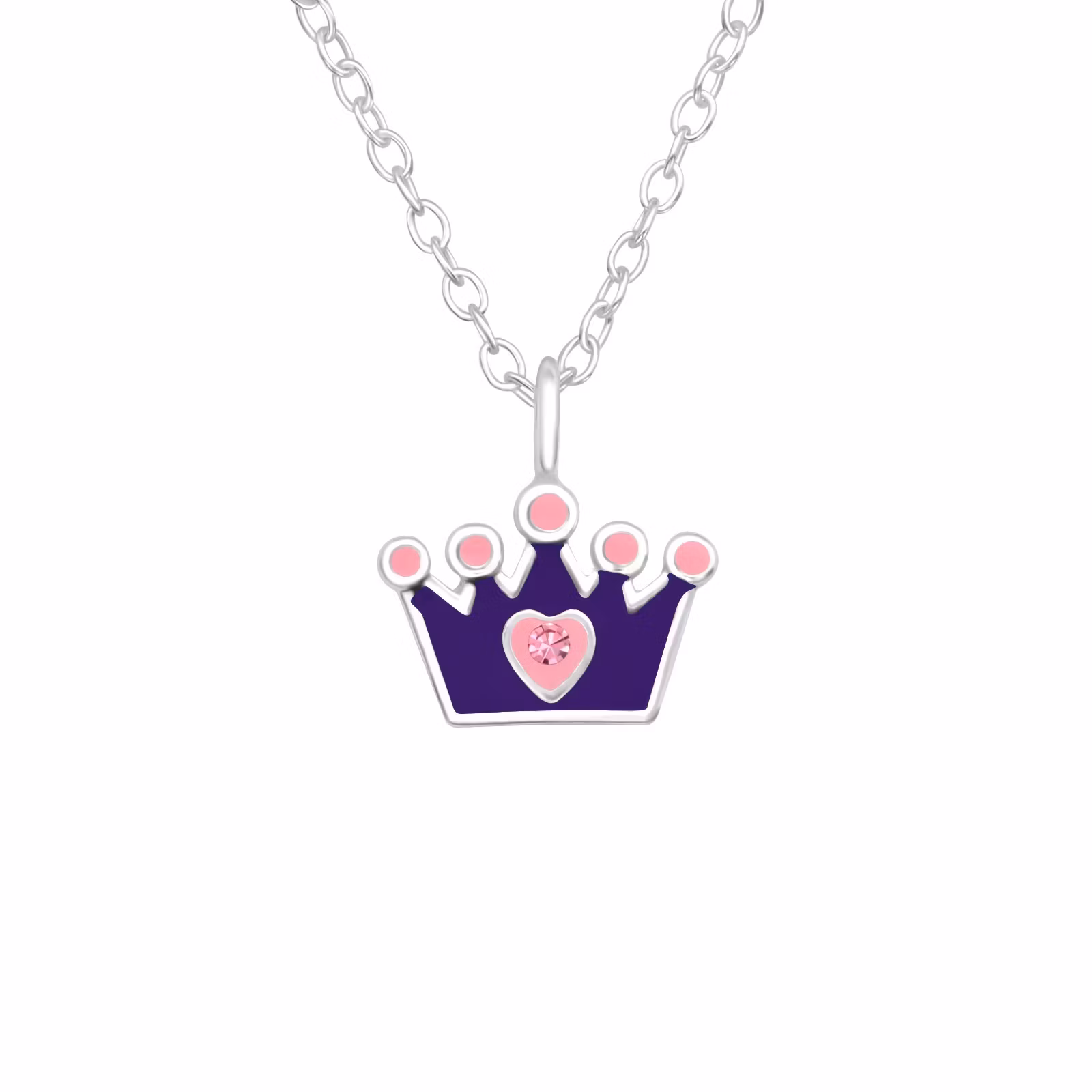 Barnhalsband Prinsesskrona blå - sött halsband till barn - barnsmycken i 925 silver