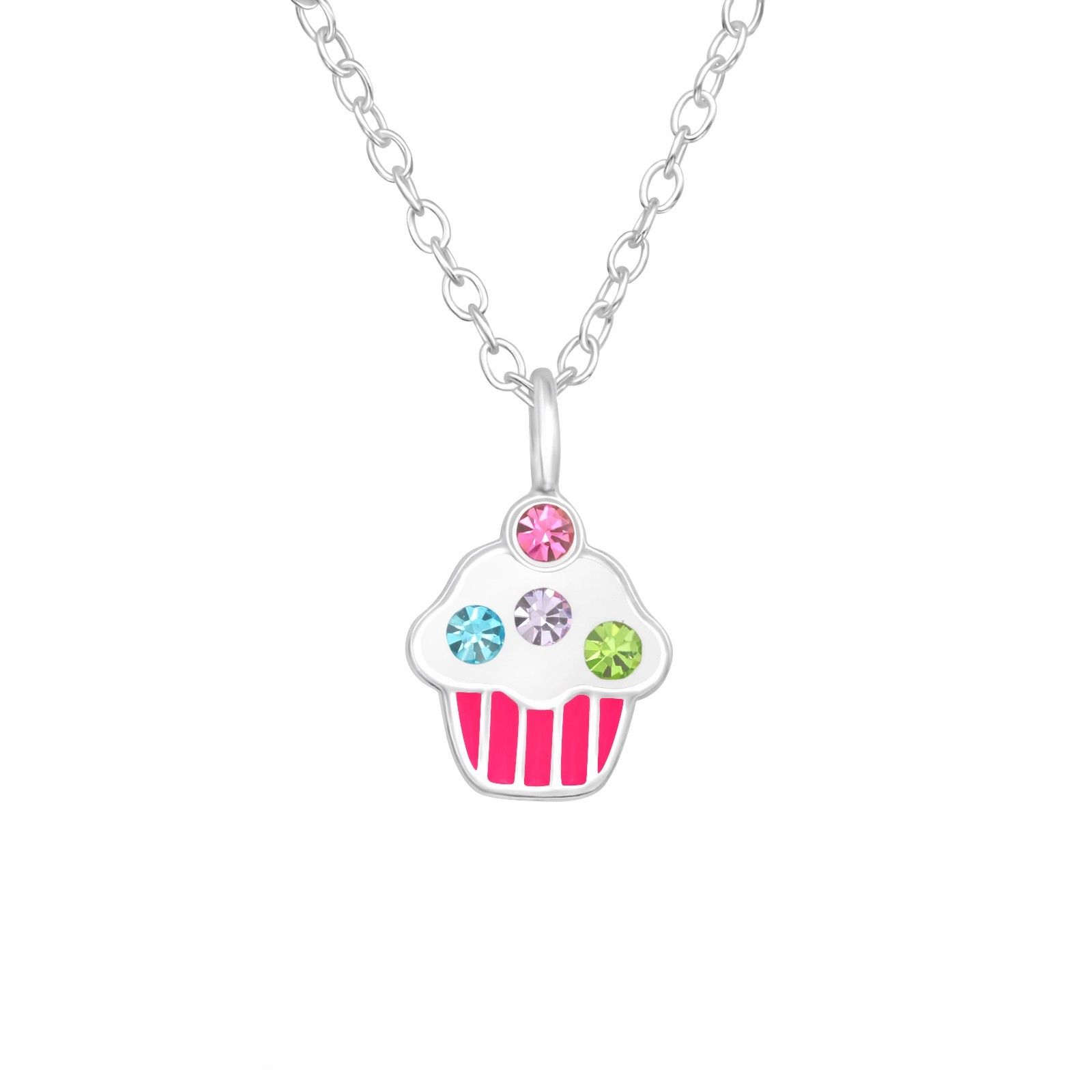 Barnhalsband Cupcake - sött halsband till barn - barnsmycken i äkta 925 sterling silver