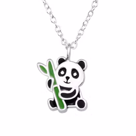 Barnhalsband Panda - sött halsband till barn i äkta silver