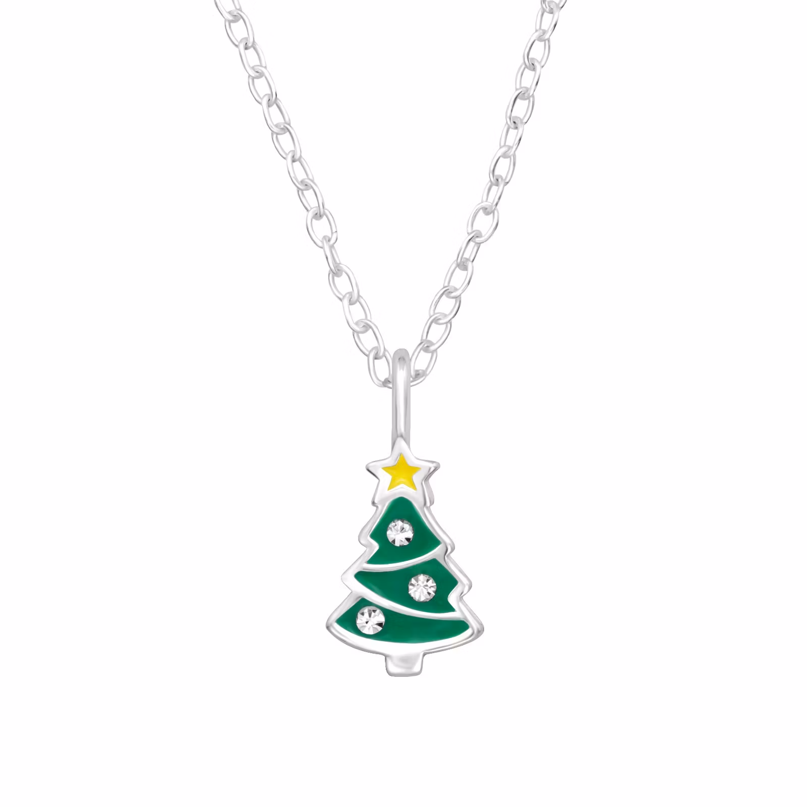 Julhalsband Julgran - söta julsmycken till barn i äkta silver - halsband med julmotiv