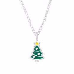 Julhalsband Julgran - söta julsmycken till barn i äkta silver