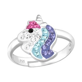 Barnring Enhörning glitter - söt ring till barn i äkta silver
