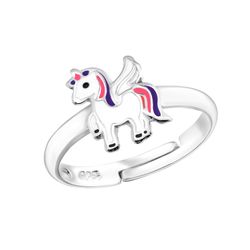 Barnring Enhörning vit - söt ring till barn i äkta sterling silver