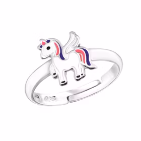 Barnring Enhörning vit - söt ring till barn i äkta sterling silver