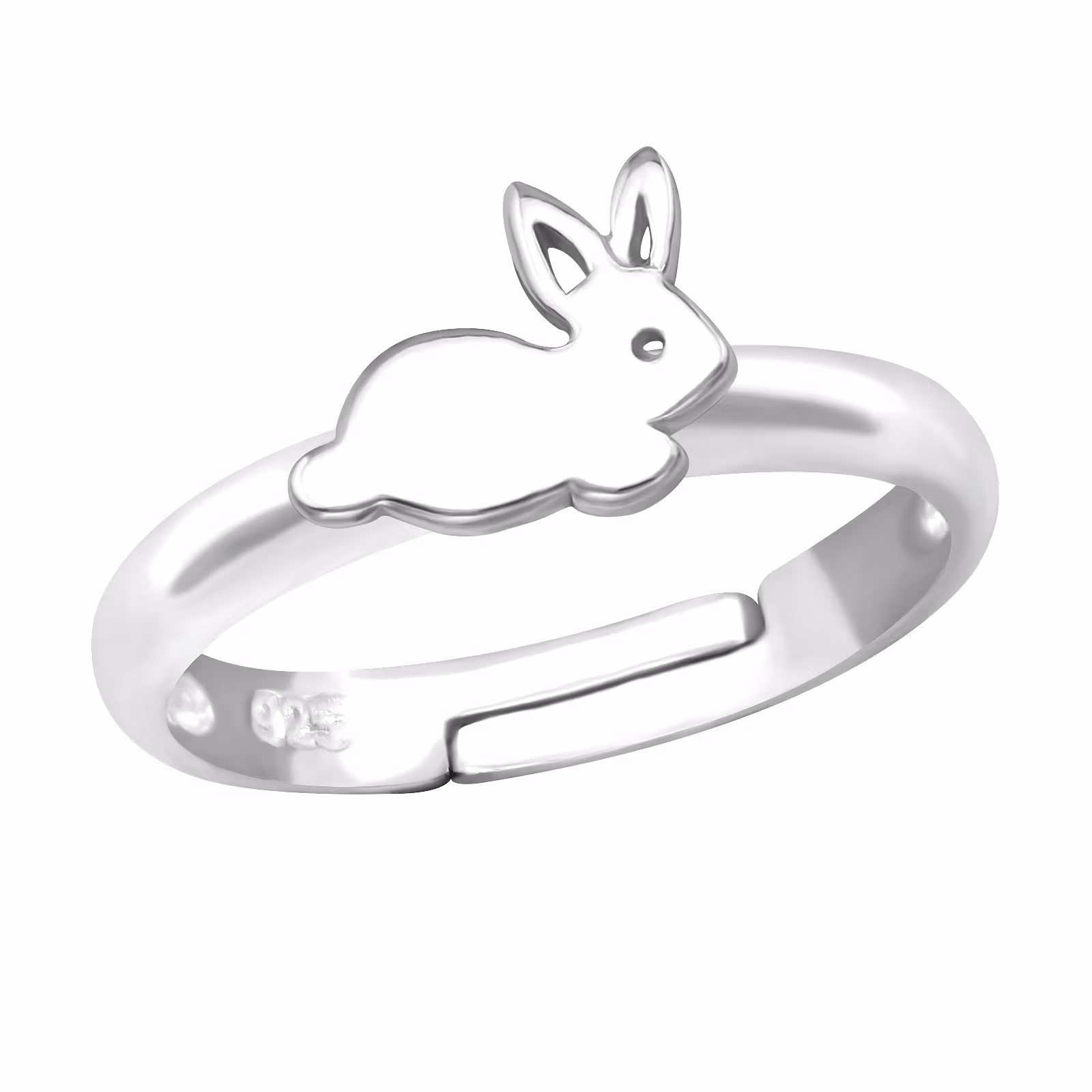 Ring till barn Kanin silver - söt, justerbar silverring - en barnring i äkta sterling silver
