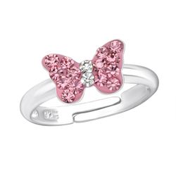 Barnring Glitterfjäril rosa - söt ring till barn i äkta 925 silver