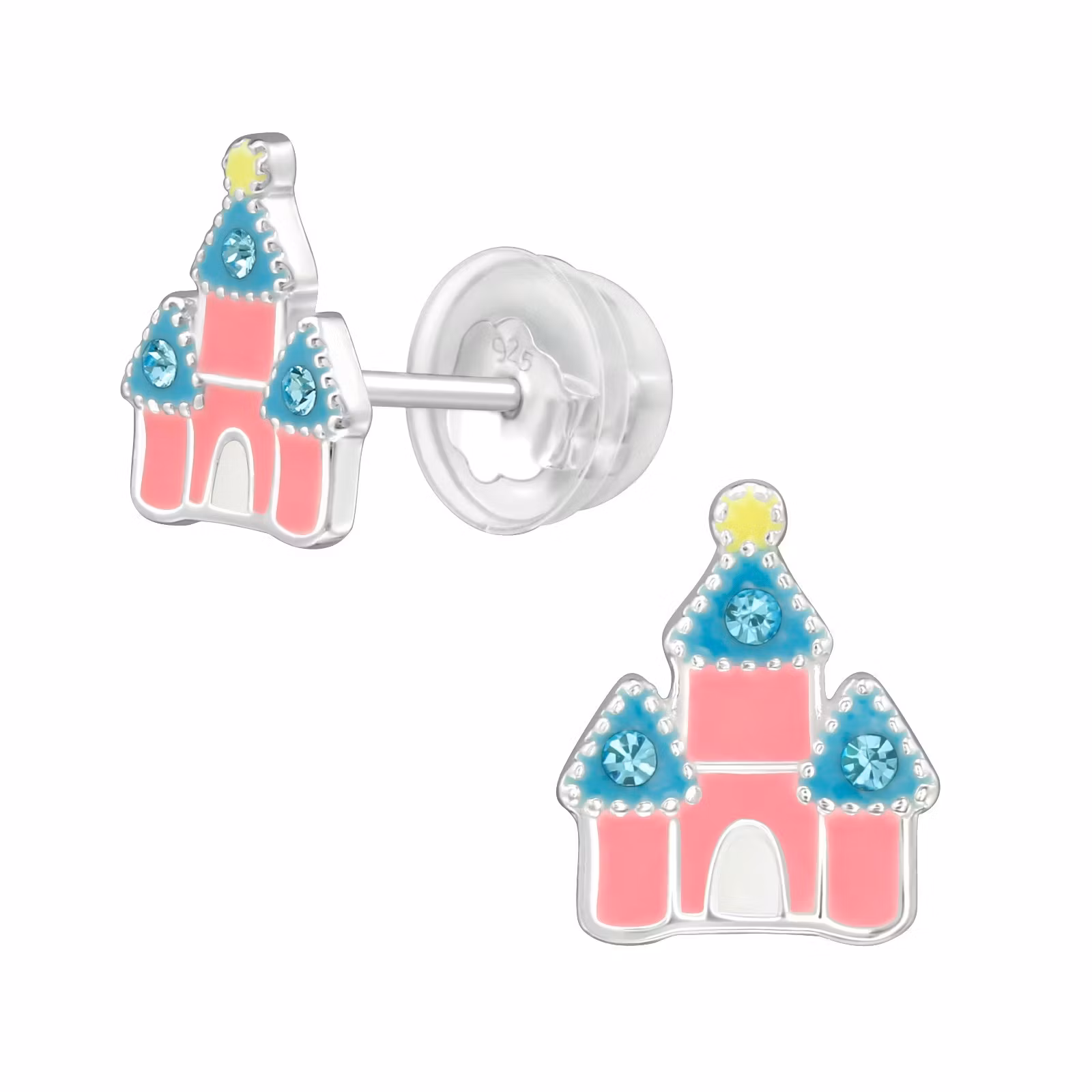 Barnörhängen rosa Sagoslott - söta Sweethearts örhängen till barn i äkta sterling silver