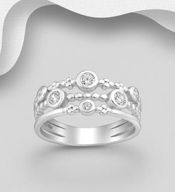 Silverring med Cubic Zirkonia stenar - ring i äkta 925 silver