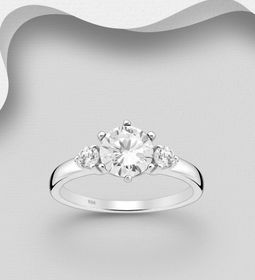Silverring med stor Cubic Zirkonia sten - äkta sterling silver