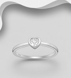 Silverring med Hjärta av Cubic Zirkonia sten - äkta 925 silver
