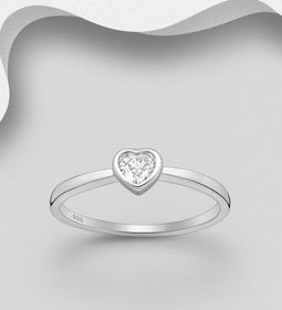 Silverring med Hjärta av Cubic Zirkonia sten - äkta 925 silver