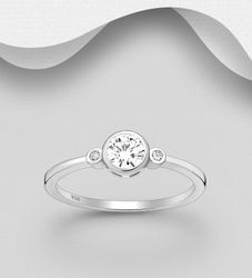 Silverring med rund Cubic sten i mitten - äkta 925 silver